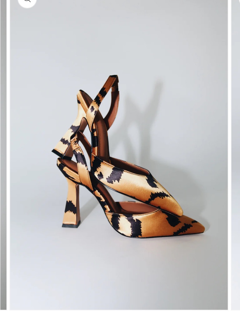 Cult Of Coquette Pointed Slingback Heels Size 6.5 Black Gold Dress Heels